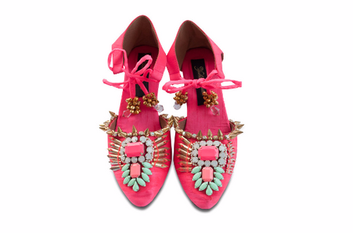 Pink Sandal on Kitten Heals  - 100% handmade Shoe