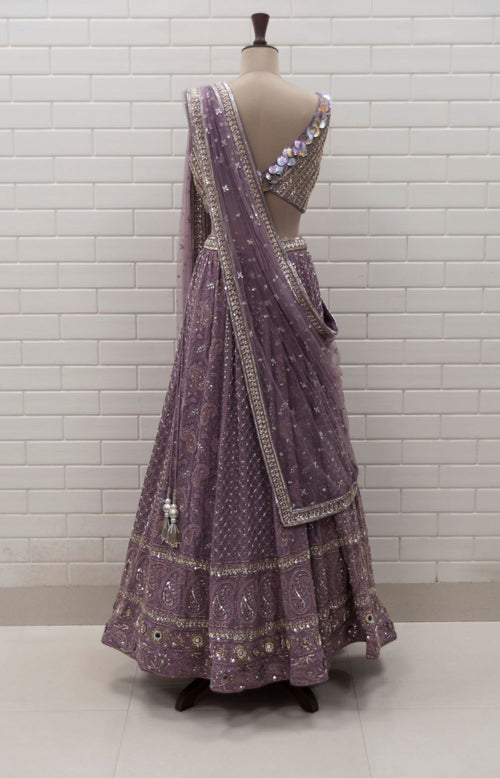 LARISA - Hand embroidered Chikankari Lehenga & Tulle Dupatta