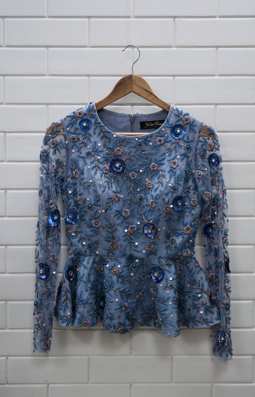 YC - Indigo Floral Full-sleeves Top