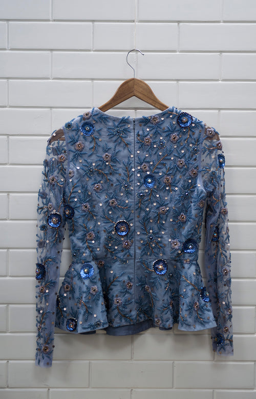 YC - Indigo Floral Full-sleeves Top