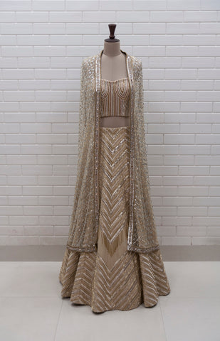 KYLA2 - Triple Layered Sharara, Stone Embellished Belt & Intricately Embroidered Cape