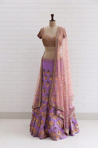 MARQUESA : Lush Meadow Box Pleat Collar Top and Lehenga